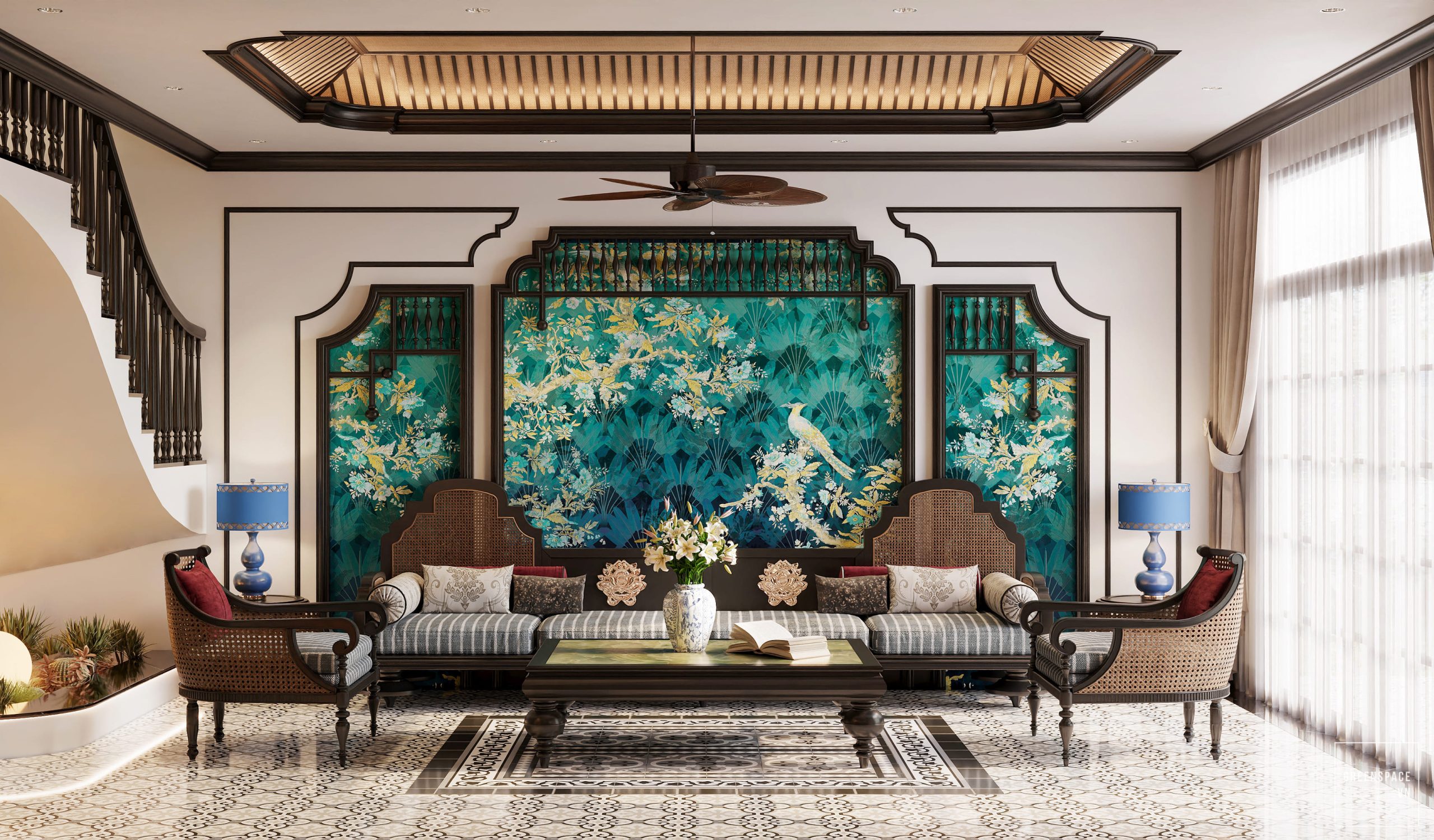 thiết kế nội thất biệt thự Indochine Bà Rịa Vũng Tàu 3