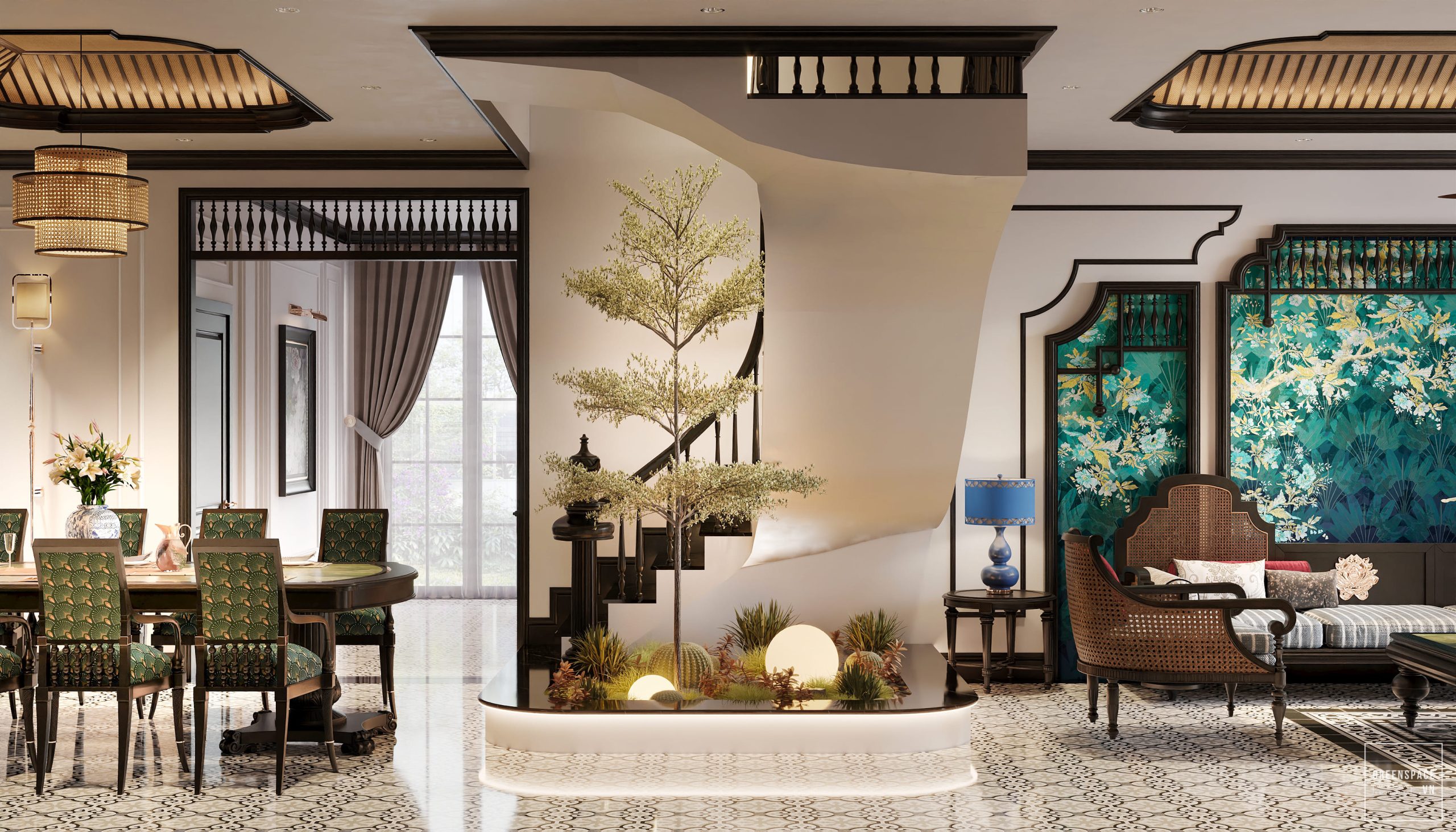 thiết kế nội thất biệt thự Indochine Bà Rịa Vũng Tàu 5